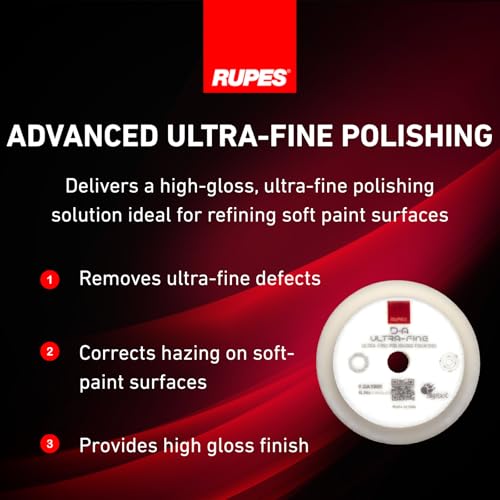 Image of RUPES 9.DA100S Pack of 48 White D-A Ultra-Fine Polishing Foam Pads 100mm | Ideal for Paint Correction | Extremely Fine Defect Removal | Compatible with 4 inch Backing Plate