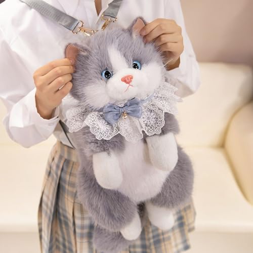Sac à dos en peluche chat pour enfant | Cartable école primaire et voyage - 3