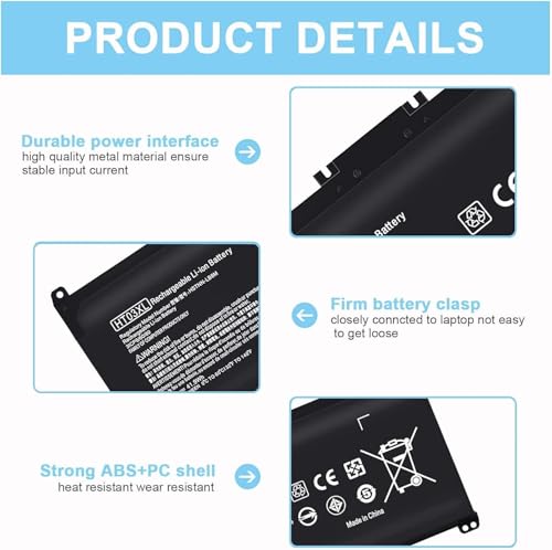 Image of HT03XL HSTNN-DB8R HSTNN-UB7J Battery for HP L11119-855 7265NGW Pavilion 15-DB Series14M-DH0003DX 14M-DH1003DX 15T-CS200 15-DY0013DX 15-DY1023DX 15-DY1751MS 15-CS3073CL
