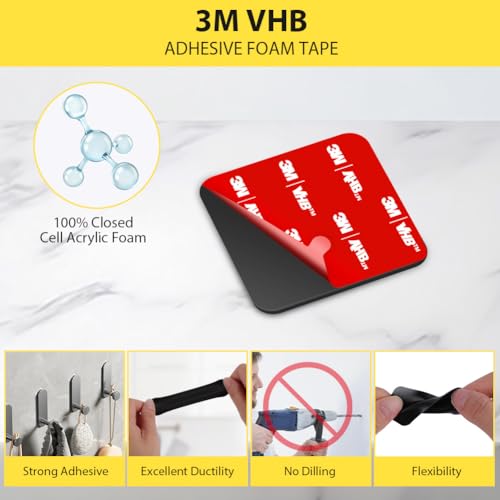 URAQT 3M VHB 5930 Doppelseitiges Klebeband Montageband 50 x 50mm, 10St Universelles Doppelseitiges Klebepads aus extra starkem Acrylschaum, wasser & temperaturbeständig für Autos, Häusern und Büros