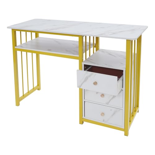 Mesa de manicura con 3 cajones, mesa de uñas 100x40x76cm, mesa de estudio, mesa de uñas, escritorio de uñas, mesa de ordenador pequeña, mesa de trabajo para salón de belleza, spa en casa y oficina