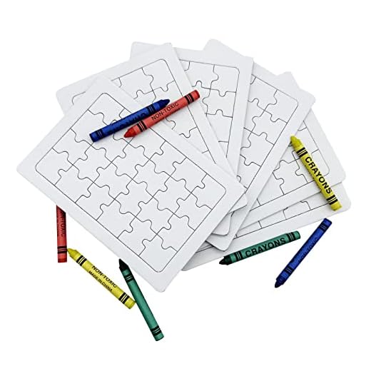 Pack de 10 Puzzles de 24 Piezas en blanco con Ceras - Rompecabezas - Niños y Niñas - Dibujar, pintar, manualidades, diseñar - Ideal para fiestas infantiles, favores fiesta infantil, regalos, juegos