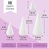 Bright Creations 16 Pack Foam Cones for Crafts - 4 Assorted Sizes for Trees, Holiday Decorations - Handmade Gnomes (White, 2.2-6 in) - Craft Cones - Cone Shape Foam - Foam Tree Cones #2