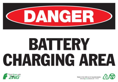 Panneau Danger Battery Charging Area Zing 1113A pour sécuriser vos zones de charge