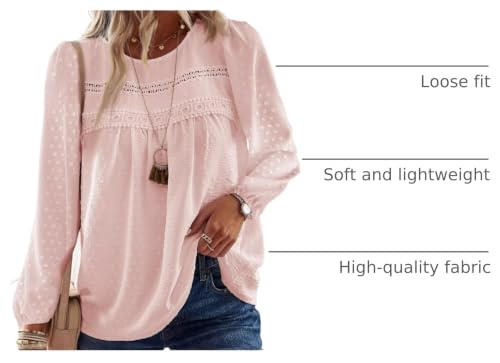 Image of Falechay Womens Tops Flowy Boho Dressy Casual Lace Cute Long Sleeve Shirts