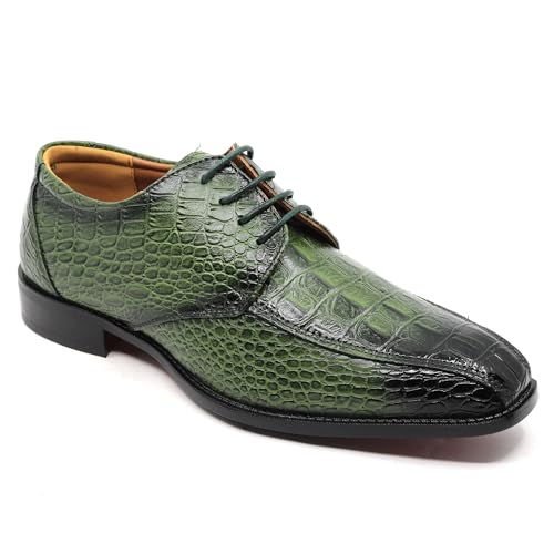 Image of Men's Alligator Crocodile Print Oxford Fashion Lace Up Dress Shoe croco-03