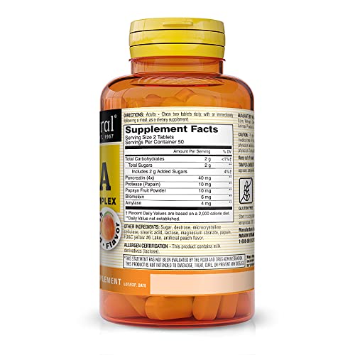 Mason Natural Papaya Digestive Enzyme Complex - Healthy Digestive Function, Promotes Nutrient Absorption, Peach Flavor, 100 Chewables (Pack Of 3) #TOP1