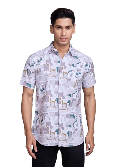Image of Pinkmint Stylish Shirt for Men ll Printed Half Sleeve Shirt's ll Regular Fit Chest Pocket Shirt