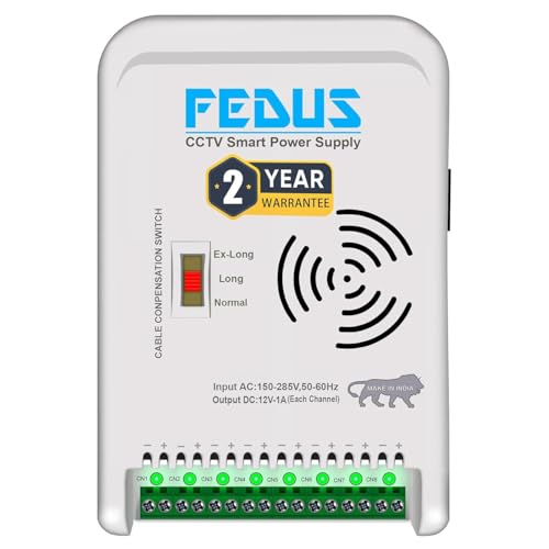 Image of FEDUS CCTV Power Supply 8 Channel SMPS for CCTV, Power Supply Adapter for CCTV Security Cameras, Video Surveillance System, Dome, Bullet Camera