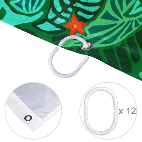 Rideau de douche sans odeur et imperméable à motif feuilles vertes - 5