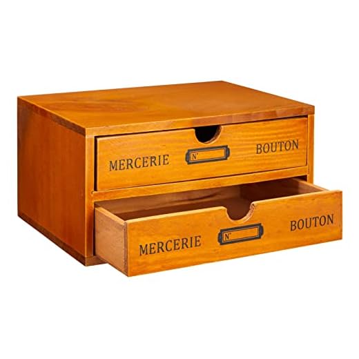 Caja de madera con cajones, Organizador de escritorio estilo Vintage Francés, 25 cm x 18 cm x 13 cm