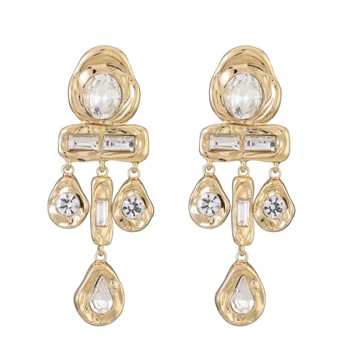 Statement Gold-Tone Crystal Drop Dangle Earrings,Party Prom Jewelry,Great Gift for women