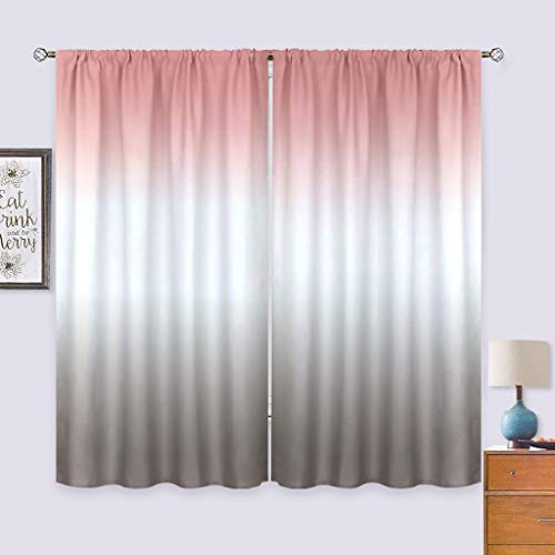 Cinbloo Ombre Blush Pink And Gray Curtains Rod Pocket 42W X 63L Inch Gradient Peach Pale Color For Women Baby Teen Girls Bedroom Decor Art Printed Living Room Window Drapes Treatment Fabric 2 Panels #TOP2