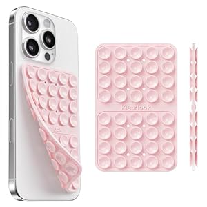 Klearlook Silicone Double-Sided Suction Cup Phone Case Detachable Mount, Sticky Phone Grip with Higher Suction Power for iPhone, Hands-Free Phone Accessories Holder for Selfies and Videos, Light Pink