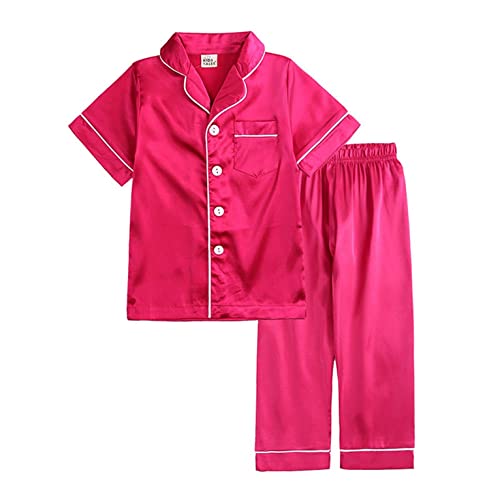 Xbkplo Girls Pajamas 10-12 Toddler Boys Girls Strawberry Print Button Down Short Sleeve Tops And Kids Robe Girls 5T 2-3 Years #TOP1