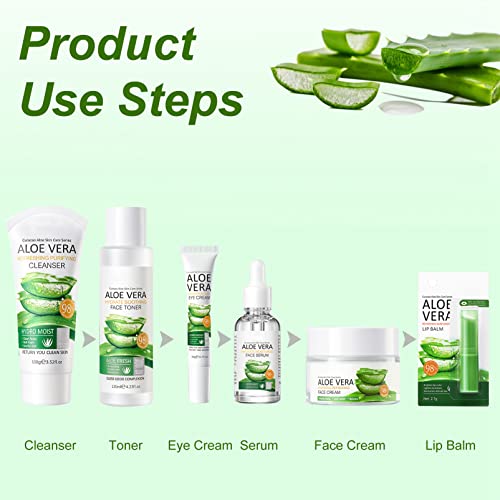 Skincare Gift Set Women - Skin Care Sets & Kits - Pamper Gifts for Women - Gift Set for Hydrating Refreshing Face (6PCS ALOE VERA) - Image 8
