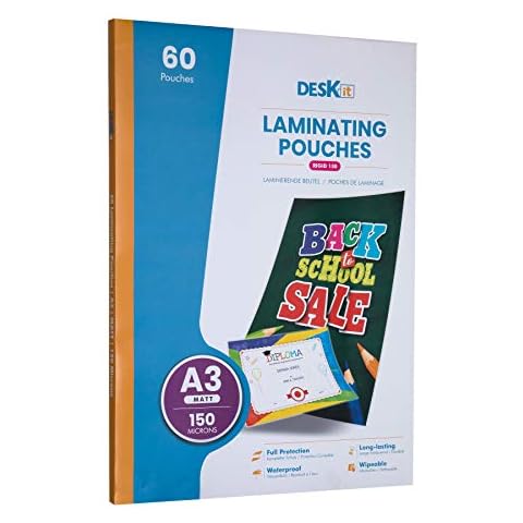 Deskit A3 Matt Laminating Pouches, 150 Microns Cover