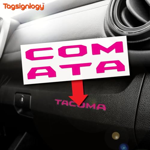 Image of (2 Sets) Prime Series UV Weatherproof Vinyl Decals for Glove Box Dashboard Letter Inserts Compatible fits Tacoma 2016-2023 (Gloss Pink)