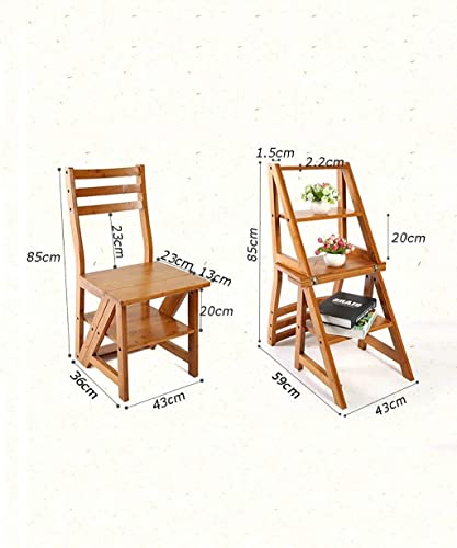 Silla para escaleras plegable de doble uso con peldaños estables de bambú 3