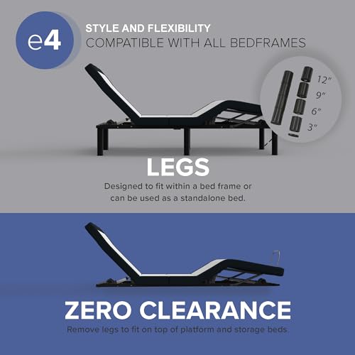 Image of Blissful Nights e4 King Adjustable Bed Frame with Massage, Anti-Snore, Zero Gravity, USB Charging, Under Bed Lights, Wireless Remote Head and Foot Incline