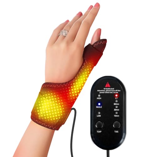 Wrist and Thumb Heating Pads for Arthritis and Carpal Tunnel, Wrist Vibration Heating pad, 3 Vibration Modes, 3 Heat Levels - Automatic Shutdown (Black)