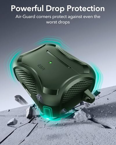 Image of ESR for AirPods Pro 2nd Generation Case, Compatible with Airpods Pro Case 2nd /1st Gen (2023 /2022 /2019), Compatible with MagSafe, Powerful Drop Protection, Magnetic Lid, Green