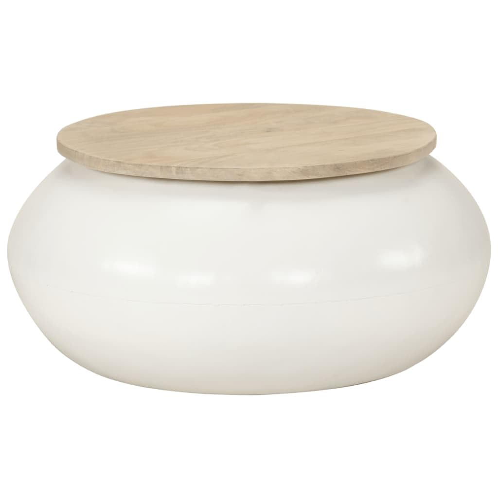 Table basse rétro blanche bois authentique pour un salon chaleureux