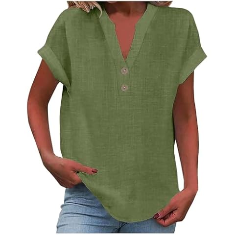 HUIFUAO Chemise Lin Femme Z03 Vert 5XL Cover