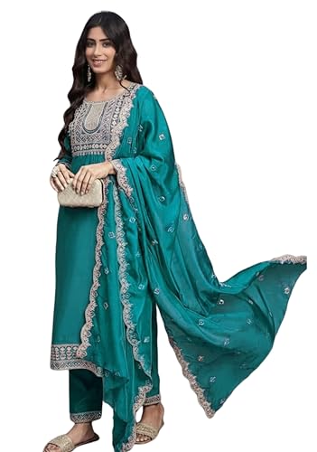 Image of Florely Women's kurti set for woman | kurta sets for woman | Cotton Kurta Set for Women | Embroidered Kurta Set for Women | Kurta Set with Pant Dupatta | 3 Piece Kurti Set | trending kurta women 2026
