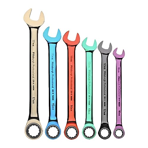Pittsburgh 6 Piece Metric Ratcheting Color Combo Wrench Set
