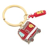 Healvian Schlüsselanhänger mit Feuerwehrauto-motiv aus Metall Klein und Handlich mit Schlüsselring als Gepäckanhänger oder Partydeko zur Brandschutzaufklärung