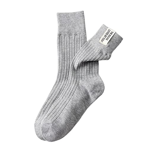 COTCLO Chaussettes d'hiver Fashion High School Girls High Color Color White Kaki Beige Loose Chaussettes Coton Tricoter Femmes Longues Chaussettes-Light Gray Cover