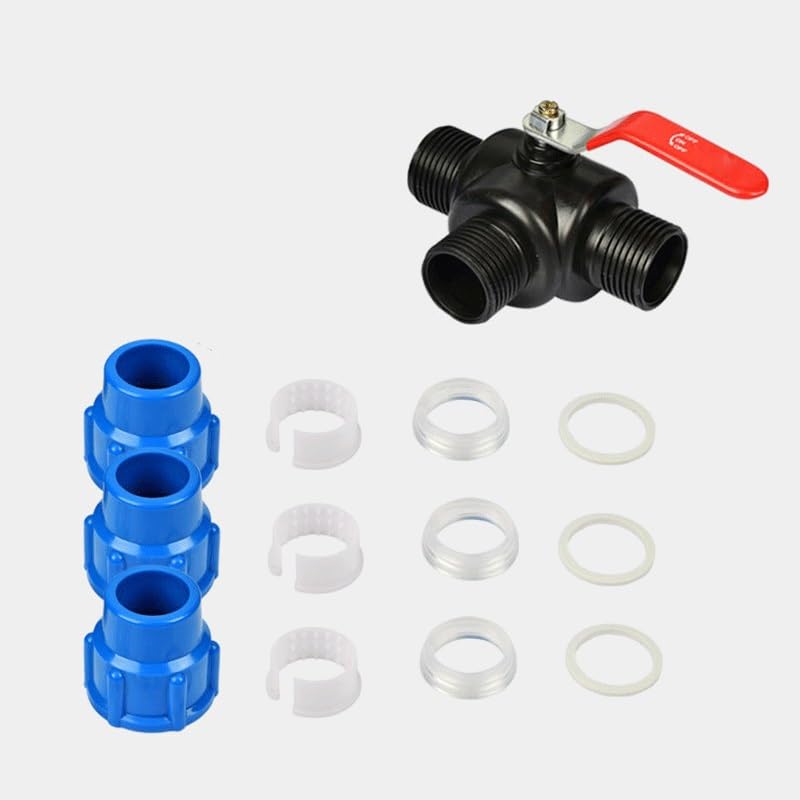 Valvola a raccordo rapido a tre vie in PE - Connettore for tubo for irrigazione da giardino, acquacoltura e industria(Blue,40mm)