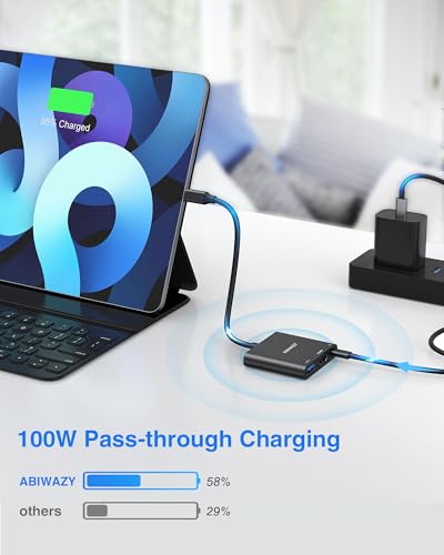 Image of USB C to HDMI Adapter, 4K HDMI to USB-C Multiport Hub Adapter with 100W PD & USBA 3.0 Port, Type C Digital AV Converter for iPad Pro, MacBook Pro /Air, iPhone 15 /16, Switch, TV, Monitor and More(Black)