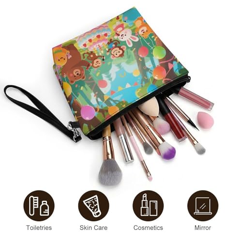 Bolsa de cosméticos para mujeres con estampado original de animales del bosque 5