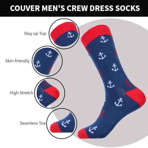 COUVER Mens Cotton Novelty Crew Dress Socks with Cute Animal Design, 10-13, 1 Pair2