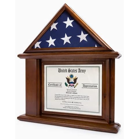 DECOMIL Flag Display Case with Certificate & Document Holder Frame Cover