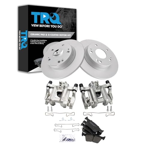 Image of TRQ Rear Brake Pad and Rotor Set Ceramic Solid Rotors G Coated Calipers | For 2016-2019 Honda Civic