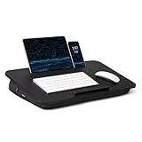 Lap Desk – L.DOCTOR Cushioned Lap Desks, Portable Laptop Desk for Bed, Couch & Floor, Washable Cushion, Built-in Phone & Tablet Slot, Fits 17.3' Laptop – Working, Writing, Gaming – Large, Black