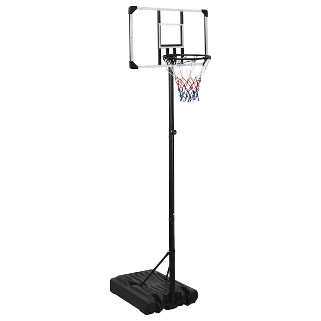 Supporto da basket trasparente in policarbonato, regolabile in altezza, 235-305 cm, con canestro, rete e tavola, per interni ed esterni, per allenamento, giochi, tempo libero in cortile