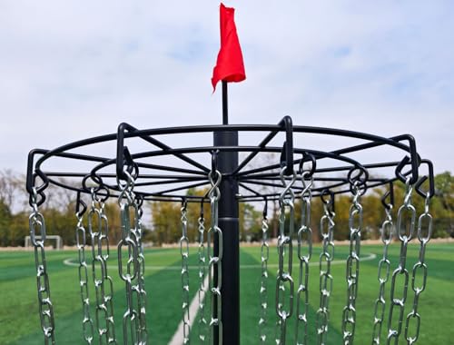 Image of Disc Golf Basket - Portable Disc Golf Target with Heavy Duty 24-Chains Come with 6pcs Disc Golf Discs and Carry Bag, Ground Stake -Suitable for Players of All Levels - Multi Color Available