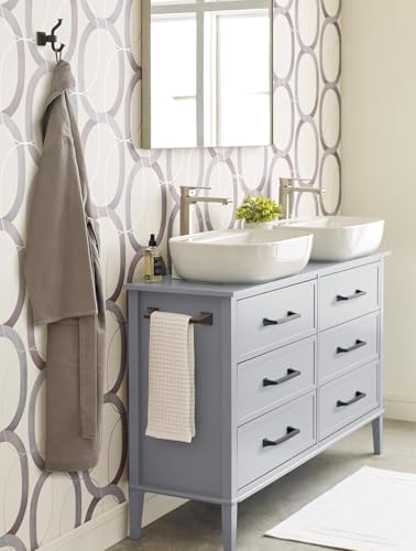 Image of Amerock Mulholland 9 inch Oil-Rubbed Bronze Towel Bar | Decorative bathroom hardware in durable Zinc /Stainless Steel construction; mounting hardware included for easy installation