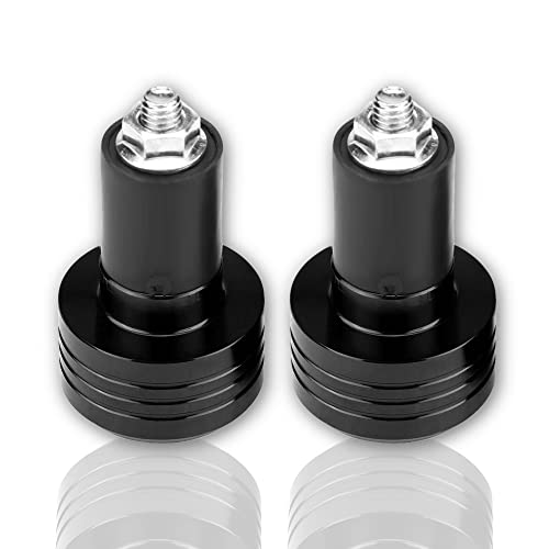 KIMISS Par de 22 mm Universal Aluminio Moto Agarre Extremos del manillar Balance de peso Tapón Rojo, Negro, Plata (Opcional)(Negro)