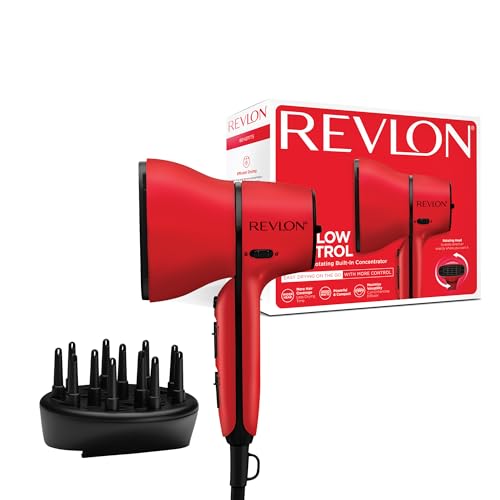 Revlon Secador Airflow Control || Secador compacto con concentrador incorporado giratorio y difusor que realza los rizos, 2000W || RVDR5320