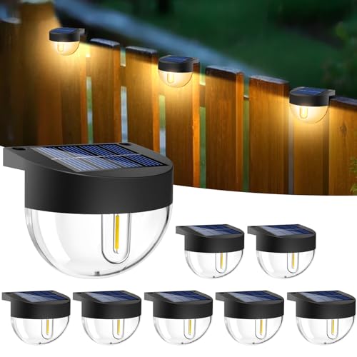btfarm 8 Stück Solarlampen für Außen Garten, Wasserdichte LED Solarleuchten, Gartenbeleuchtung Deko für Balkon Zaun Stufen Treppen Terrasse,...