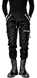 MOKEWEN Unisex Baggy Cargo Pants Y2K Harajuku Streetwear Harem Joggers Adjustable Cotton Techwear for Men Women 32