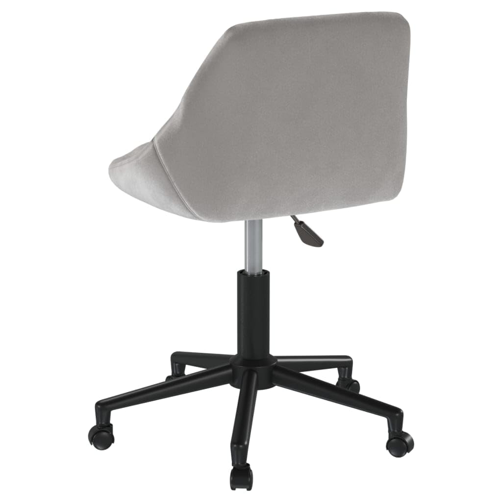 Silla de oficina giratoria gris claro terciopelo con altura regulable 46 x 44 x 67,5 – 79 cm ergonómica, para oficina en casa con ruedas y base de metal estable, asiento cómodo para trabajar y jugar