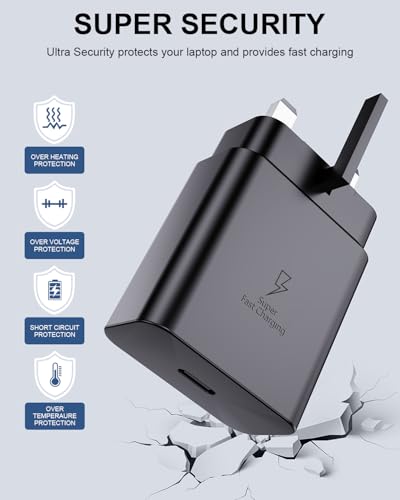 Super Fast Charger USB-C, 2 Pack 45W Fast Charging for Samsung Galaxy S25 Ultra/S25+/S25/S24 Ultra/S24+/S24/S23/S22/S21,A56,A55,A36,A16,Z Fold 6/Flip 6,Tab S10 S9,USB C Plug with 1.8M 5A Type-C Cable - Image 5