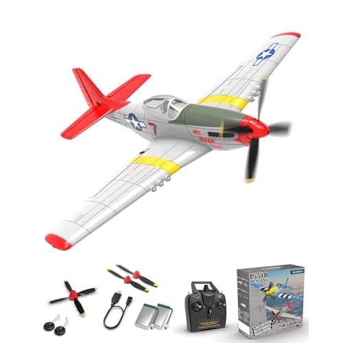 VOLANTEXRC RC Plane 4 Channel P51D Mustang Remote Control Airplane Fighter RTF with 6-Axis Gyro, 3 Modes Easy to Fly, 2.4GHz Radio Controlled Aircraft for Beginners, Boys & Adults (Blue)