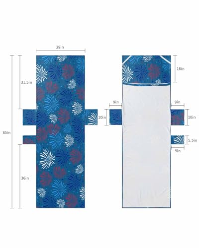 Blue 4th of July Beach Lounge Chair Towel Cover, Soft Chaise Lounge Towel with Side Pockets Patio Pool Chairs Cover for Beach/Pool Sunbathing 29x85 Blue Red White Fireworks Independence Day